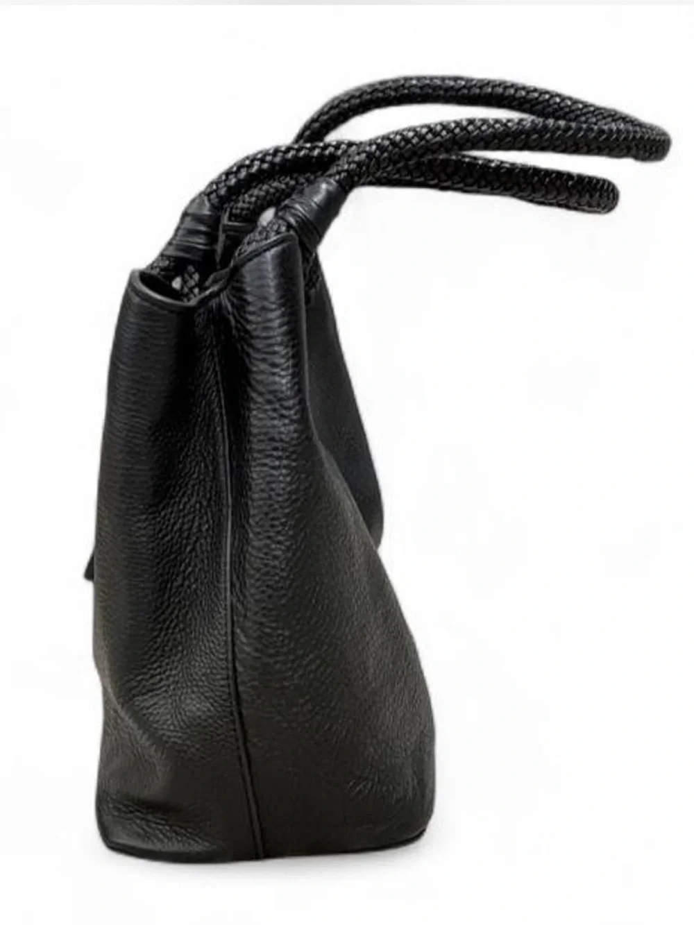 NWT Black Tory Burch Leather Tote Handbag with Braided Handles - Picture 5 of 9